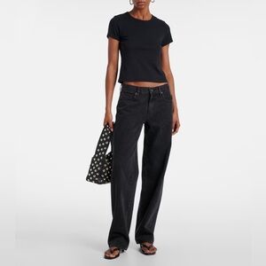 SLVRLAKE Tess Long High-rise Barrel-leg Jeans in Black 25